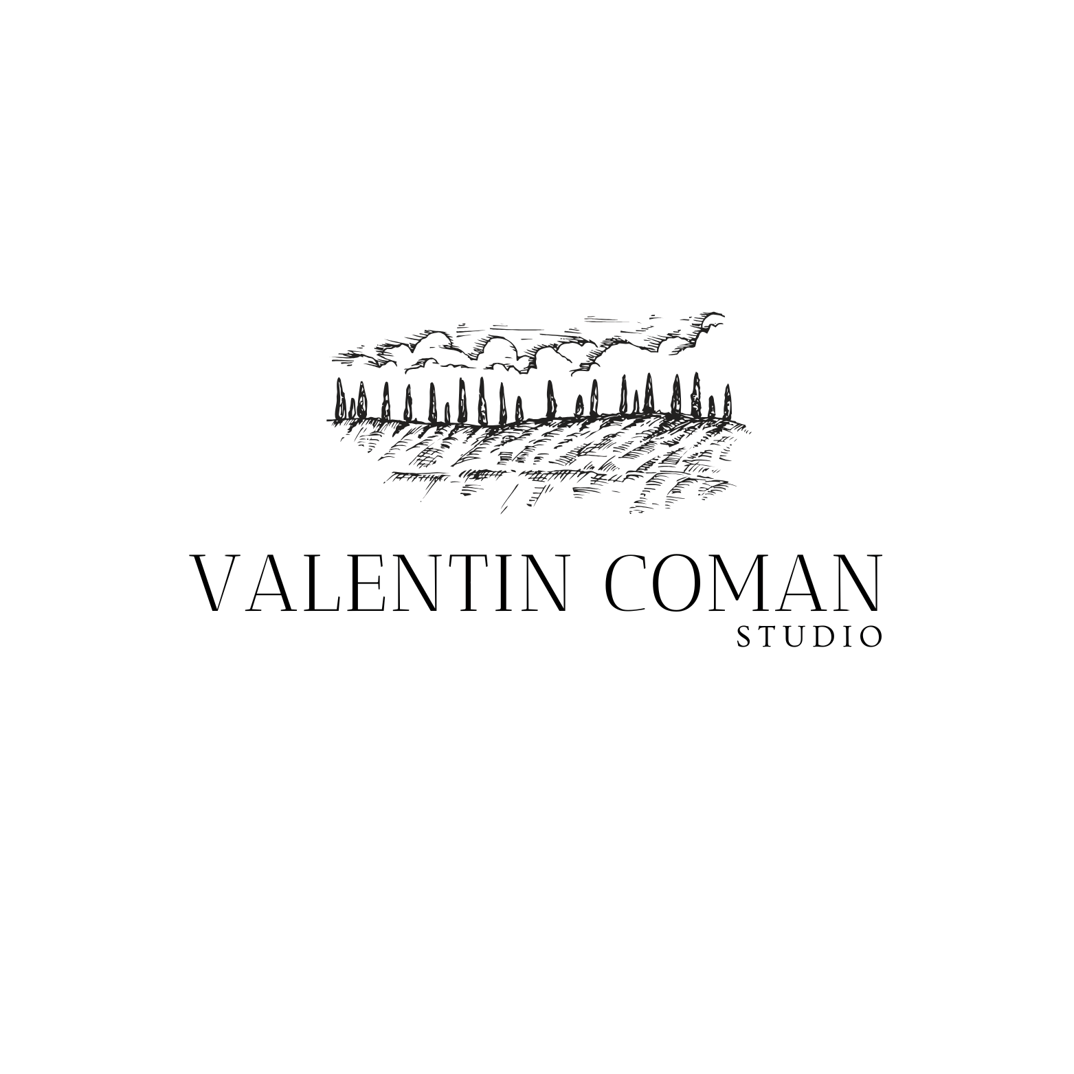 Logo Valentin Coman versione scura, fotografia matrimoniale in Toscana.